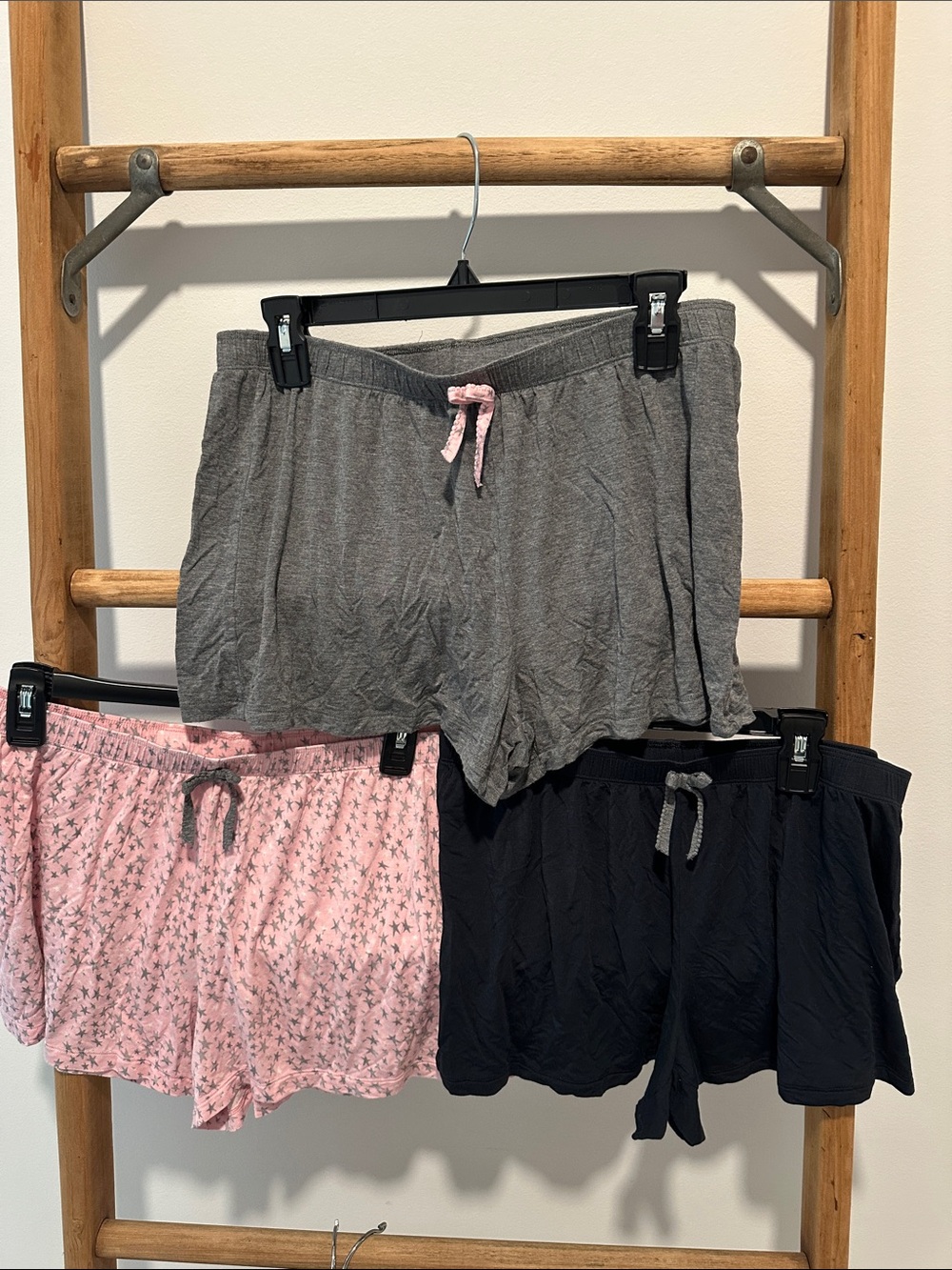 Jane and Bleecker Gray, navy & Pink Star-Print Sleep Short set of 3